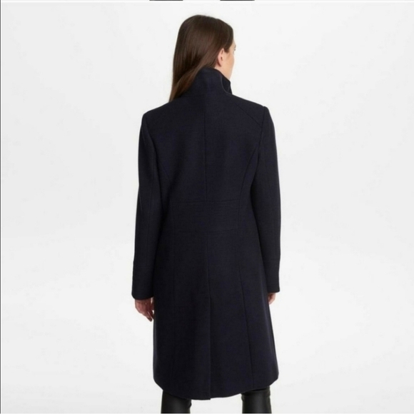 Karl Lagerfeld Wool Blended Stand-Collar Officer Coat Size Small - Picture 2 of 11